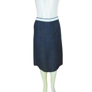 Flax Black Knee Length 100% Linen Skirt W/ White Elastic Waist Size S